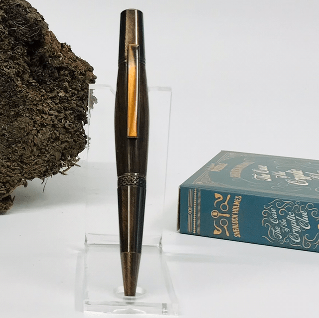 Bog Oak Twist Pen (Antique Copper) With Celtic Band