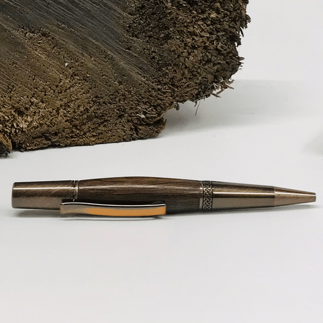 Bog Oak Twist Pen (Antique Copper) With Celtic Band