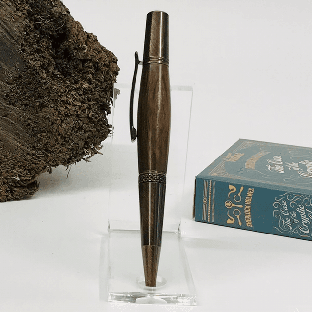 Bog Oak Twist Pen (Antique Copper) With Celtic Band